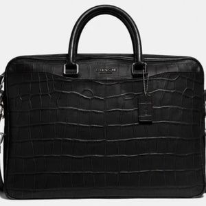 COACH- Beckett Croc embossed thin briefcase